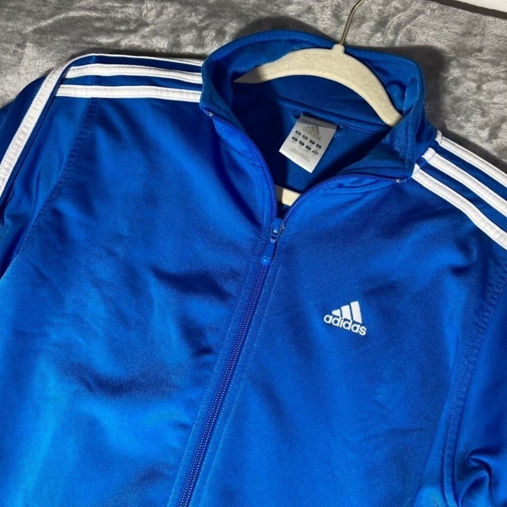 VTG Adidas Mens Royal Blue 3-Stripe Full Zip Track Jacket 410858 Size Large L